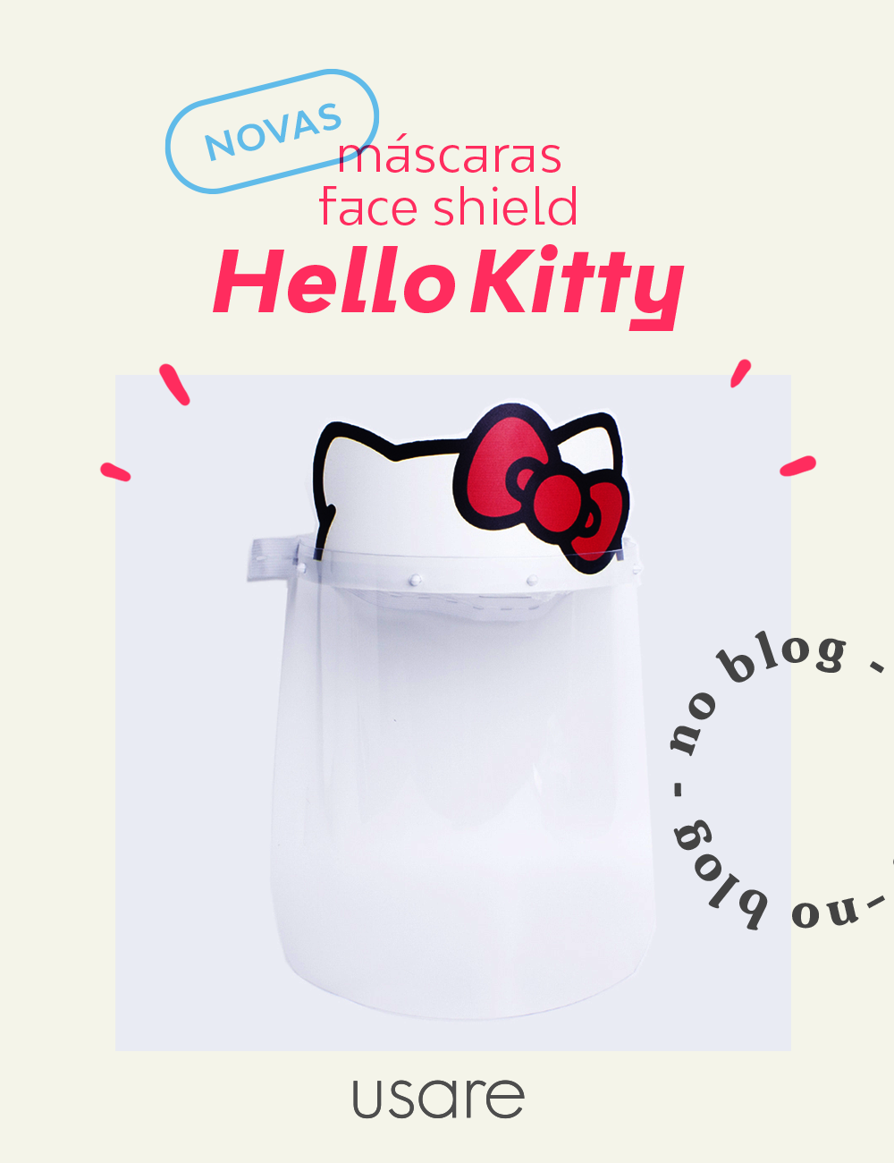 Máscaras face shield da Hello Kitty